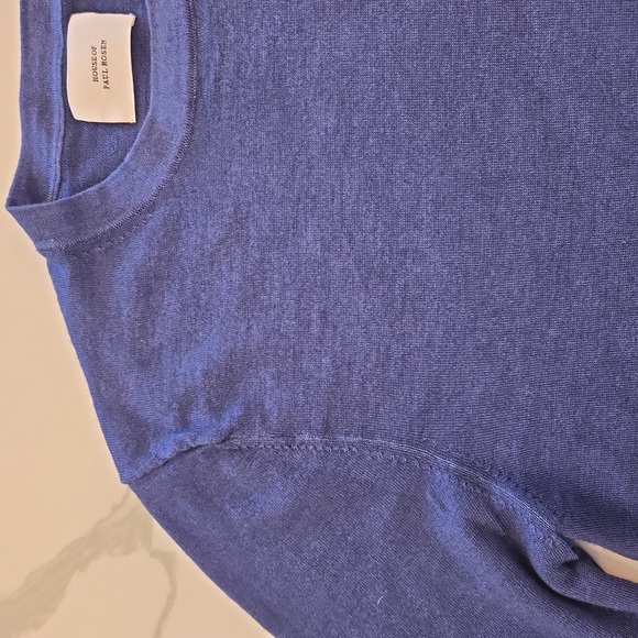 House Of Paul Rosen Wool Lightweight Crewneck Long Sleeve Sweater Blue Size Medi - Picture 5 of 10